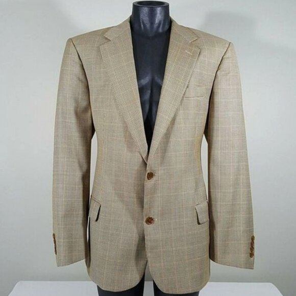 Brooks Brothers Worsted Wool Houndstooth Plaid Suit Sport Coat Jacket Blazer 44 - Picture 1 of 8